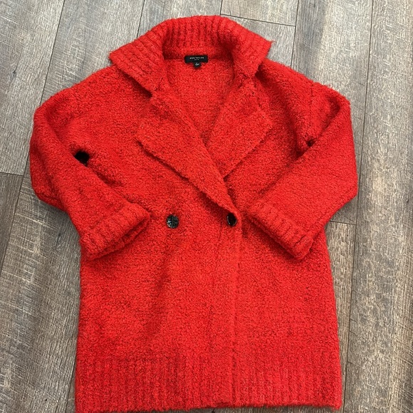 Cherry Red Ann Taylor Double Breasted Coatigan - Picture 12 of 15